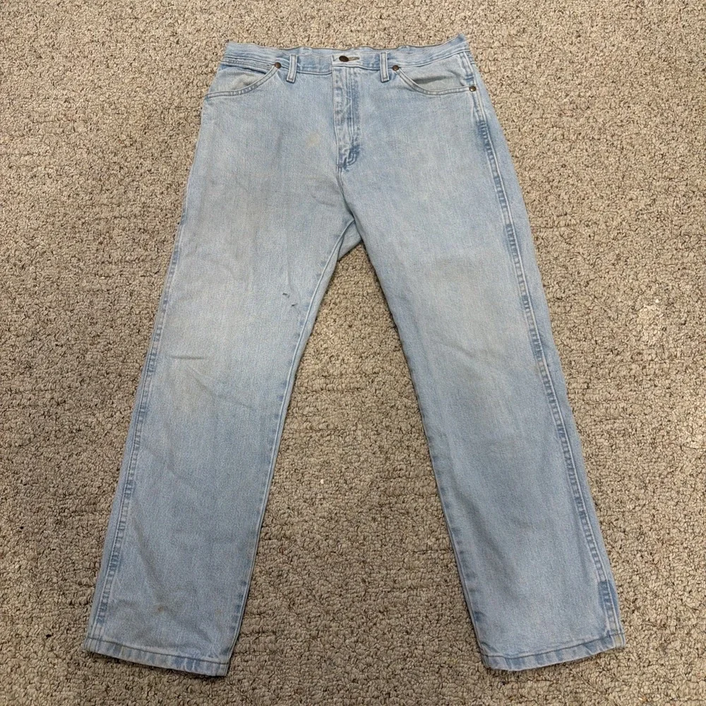 Wrangler Jeans Mens 34x3 Light Blue Denim Western Cowboy Workwear 1013MWZGH